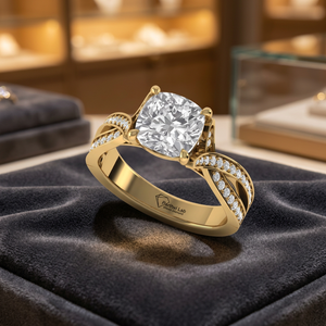 Anillo de Diamante Cultivado en Laboratorio con Corte Cojín Superior, Plata de Ley 925, Oro de 9K, 14K, 18K, Joyería Fina para Compromiso y Boda para Mujer - Product Image 1