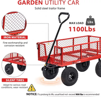 Nouvelle maison utilisation industrielle quatre roues jardin voiture remorque chariot extérieur tiré à la main camion grille bagages caractéristiques Tip-Over