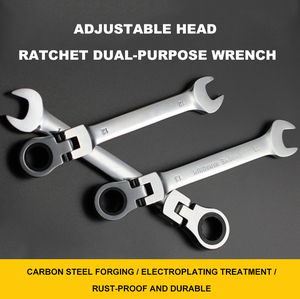 Chiave a Cricchetto Pieghevole a 180° in Acciaio al Carbonio Personalizzabile OEM, Chiave Combinata a Doppia Estremità con Testa Flessibile a 72 Denti, Metrica Cromata - Product Image 3