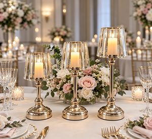 European-style Romantic Wedding Home Living Room Dining Table Hotel Props Jewelry Ornaments Model Metal <b>Candlestick</b> - Product Image 5