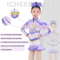Costume de danse de cheerleading pour filles et adolescentes, uniforme de cheerleading scintillant avec strass, robe de cheerleader à manches longues avec patchwork métallique