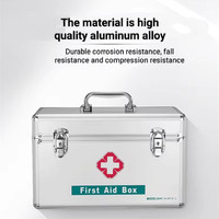 Glosen B016-5 Boîte de rangement médicale carrée en alliage d'aluminium brillant écologique avec serrure/poignée/sangle d'épaule double couche
