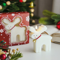 Bougie parfumée en forme de renne de Noël, cadeau fait main avec parfum de poire anglaise et freesia, rose en velours, pour les fêtes, décoration de la maison, ornement