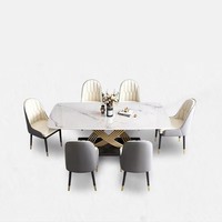 Ensemble de table à manger de luxe personnalisable à prix d'usine avec plateau en marbre pour la maison et la restauration