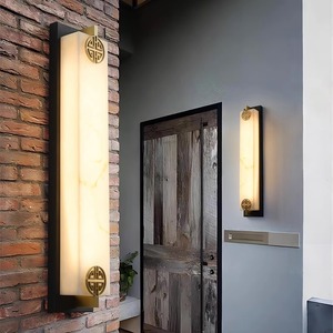 Copper Marble New Chinese Style Waterproof Outdoor Wall <b>Lamp</b> for Hotels Villas for Front Garden Courtyard - Product Image 2