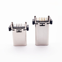 Connecteur femelle USB Type C 2 broches pour téléphone portable, en acier inoxydable 304 plaqué cuivre, certifié ISO 9001, électronique SMT
