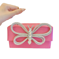 Sacs de soirée de luxe en forme de papillon, avec nœud en strass, pochette de mariage pour mariée, chaîne de perles, doublure en polyester, style tendance