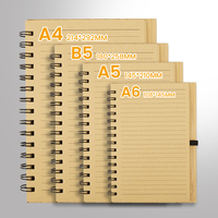 Carnet agenda personnalisé en gros 14*18cm Carnet agenda Journal en bois de bambou à couverture rigide lignée imprimée avec logo personnalisé