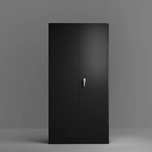 Armoire de rangement GDLT avec étagères et portes, armoire de rangement en métal noir haute et grande pour bureau, maison, cuisine, garage, entrepôt - Product Image 6