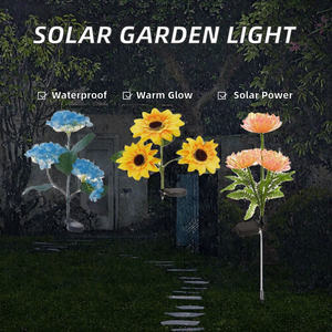 Lampes de jardin LED solaires rechargeables en plastique IP65, étanches, lumière blanc chaud doux 2700K, avec capteur pour décoration extérieure et pelouse - Product Image 2