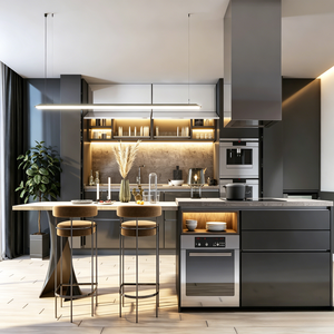 Sistema <span class=keywords><strong>Cucina</strong></span> Tradizionale Premium Su Misura con Elettrodomestici Integrati, Cantinetta Vino Integrata e Vetrina Aperta con Isola - Product Image 5