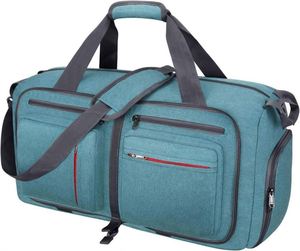 Men Women's Waterproof Geometric Pattern Polyester Travel Duffel Bag Weekender Zipper Closure Tear Resistant <b>Shoes</b> Compartment - Product Image 1