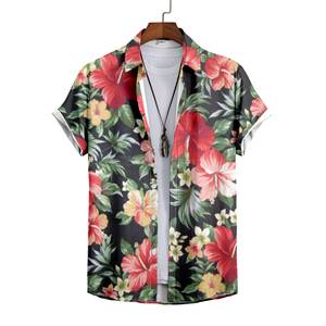 Giản Dị Tùy Chỉnh Mô Hình In Kỹ Thuật Số Nút <span class=keywords><strong>up</strong></span> Ngắn Tay Áo Người Đàn Ông Của Bãi Biển Aloha Hawaii Áo Sơ Mi - Product Image 5