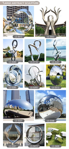 Sculpture moderne abstraite <span class=keywords><strong>en</strong></span> acier inoxydable <span class=keywords><strong>pour</strong></span> la décoration de villas et de parcs, <span class=keywords><strong>fontaine</strong></span> de jardin extérieure avec base <span class=keywords><strong>en</strong></span> <span class=keywords><strong>pierre</strong></span> noire polie - Product Image 6