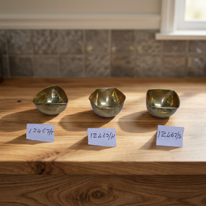<b>Set</b> of 3 Small Brass <b>Bowls</b> - Triangular Square Round Shape - Handmade Decorative Pooja <b>Bowls</b> for Offering Incense Jewelry Keys - Product Image 6