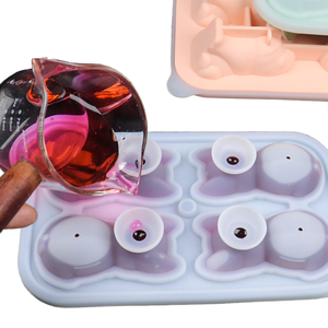 סגנון חדש 4-חור גלידת סיליקון עובש עם כיסוי עובש נוסף גדול צרפתית הלחימה כלב 3d סיליקון עובש צרפתי בולדוג - Product Image 3