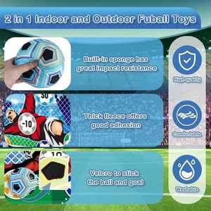 <span class=keywords><strong>Jeu</strong></span> de football avec 2 ballons, tapis de cible de football pour enfants pour la cour, ensemble de fléchettes de football adhésives avec piquets de sol - Product Image 4