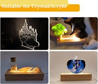 Socle d'affichage rectangulaire, socle d'affichage rectangulaire avec lumières LED de couleur chaude, socle lumineux en bois et cristal pour acrylique