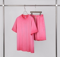 Ensemble décontracté vintage rétro pour homme, t-shirt et short en coton lavé épais