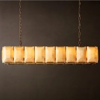 Lustre moderne en marbre réglable en hauteur, lampe en albâtre pour salle à manger, salon, îlot de cuisine