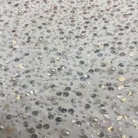 Nouveau tissu brocart 100 % acrylique résistant à l'abrasion, brodé de paillettes mixtes florales 3+7mm et de grosses perles à bulles 4/6/8mm