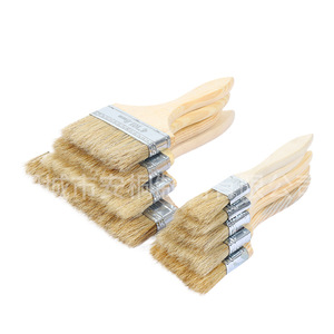 Pig Bristle <b>Brush</b> Pure Pig Hair Wooden Handle Flat Paint <b>Brush</b> For Wall Coating Home Use 9-14mm Bristle Thickness - Product Image 2