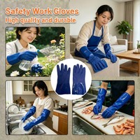 Gants de sécurité en PVC micro-sableux bleus personnalisés de 27 cm avec doublure en coton floqué pour les travaux industriels