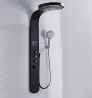 Nouveau panneau de douche thermostatique intelligent en acier inoxydable brossé, système de douche mural avec LED, massage et jets de pulvérisation