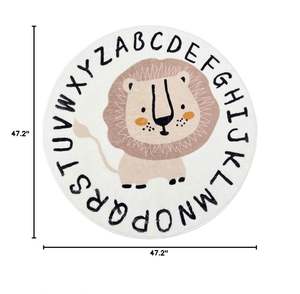 Cute <b>Lion</b> ABC Kids Play Mat Baby Nursery Carpet Non Slip Round Educational Alphabet <b>Soft</b> Area Rug for Children Toddlers - Product Image 3