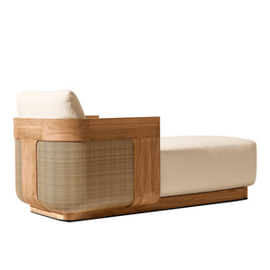 Chaise longue de luxe en teck naturel pour patio de villa, mobilier de piscine d'hôtel, lit de <span class=keywords><strong>jardin</strong></span> <span class=keywords><strong>confortable</strong></span> - Product Image 2