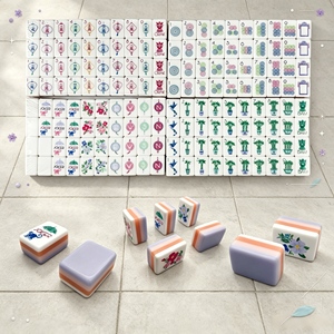 Classic <b>Mahjong</b> Tile <b>Set</b> Plastic Portable 4 Player Game Tiles With Joker And Flower Designs For Traditional Play - Product Image 1