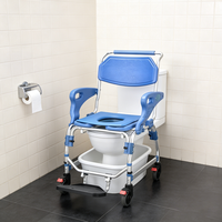 Chaise de toilette portable avec repose-pieds pour handicapés, chaise de toilette multifonction avec roulettes pour personnes âgées