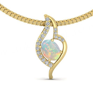 Joyería Clásica de Plata de Ley 925 con Colgante de Circonita Cúbica Blanca, Colgante de Ópalo, Diseño Fino en Oro, Joyería de Fábrica - Product Image 2