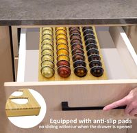 Organisateur de tiroir à capsules de café en bambou moderne et durable, très populaire, capacité de 40 dosettes, multifonctionnel pour la cuisine et la maison