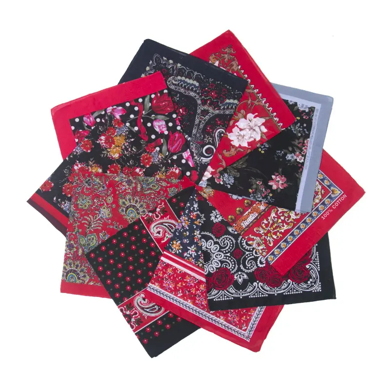 promotional comfortable custom cotton printed flowers ethnic style outdoor square bandana