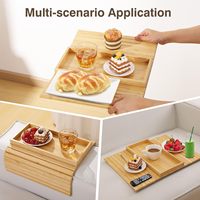 Plateau de canapé moderne en bambou antidérapant Accoudoir Plateau de canapé en bois pliable Porte-boisson pour les collations Téléphone portable Finition laquée pour boissons