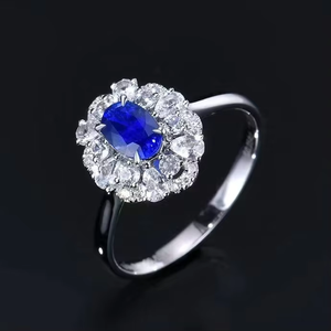 SGARIT Fabricante de Joyería Fina, Anillo de Diamantes con Zafiro Azul Natural de 0.65 CT, Oro Blanco de 18k Real, para Compromiso - Product Image 3