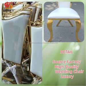 เก้าอี้สเตนเลสแบบซ้อนได้สำหรับจัดงานแต่งงานโรงแรมสีขาวดำเรียบหรูสีทอง - Product Image 4