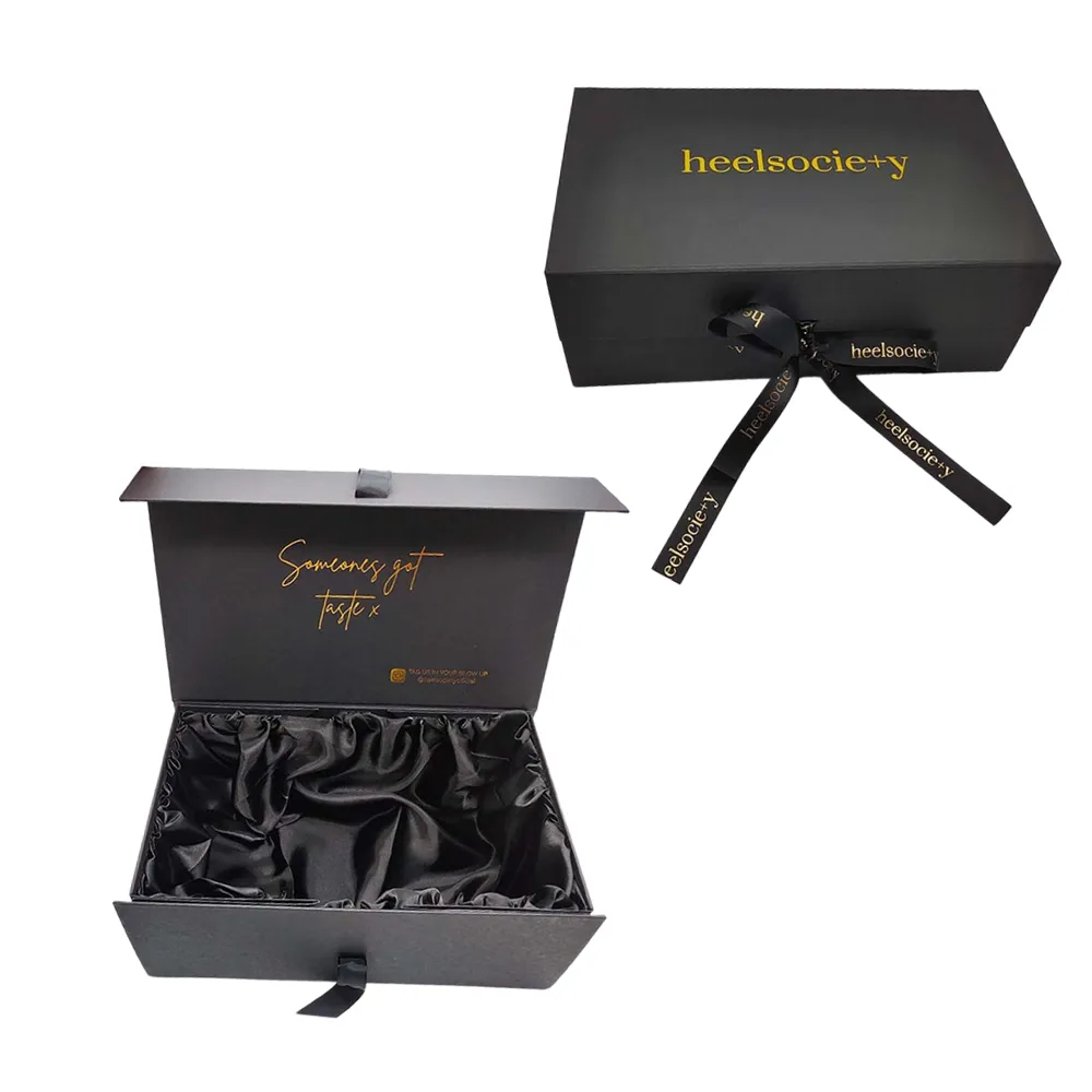 Custom Logo Premium Luxury Black Cardboard Paper Gift Wig Hair Extension Magnetic Packaging Box