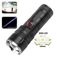 Lampe torche zoomable à LED haute puissance 30W 1000 + lumens Lampe de poche d'urgence réglable