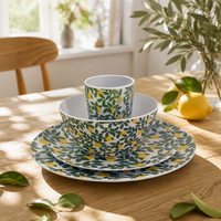 Vaisselle en marbre nordique personnalisée bols d'assiettes de luxe ensemble de 12 pièces vaisselle assiettes rondes en mélamine vaisselle en mélamine de luxe pour le