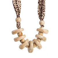 Collier en résine bohème pour femmes, imprimé léopard, écharpe en soie, collier réglable fait à la main, bijoux tendance pour les fêtes