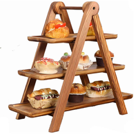 Houten landelijke stijl 3-laags rechthoekige multifunctionele serveerblad met afneembare cupcakehouder voor fruit, desserts, feestmaaltijden en tafeldecoratie