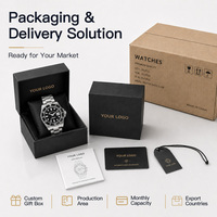 Reloj de Cuarzo para Hombre de Negocios, Correa de Acero Inoxidable de 20 mm, Empaque Personalizado con Logotipo Simple, Etiqueta Privada, Regalo Corporativo