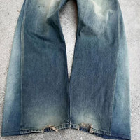 Pantalon en jean délavé de haute qualité avec logo personnalisé avec poche arrière bouton surdimensionné droit Streetwear jeans baggy pour hommes
