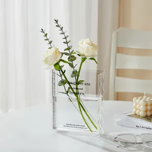 Şeffaf akrilik vazo kitap çiçek düzenleme kutu yaratıcı ev dekorasyon masa dekorasyon akrilik kitap vazo