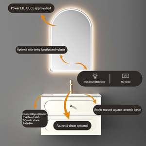 Wholesale <b>Small</b> White Bathroom Vanity with Basin Countertop Wall Mounted Cabinet for Apartment or Hotel Project - Product Image 2