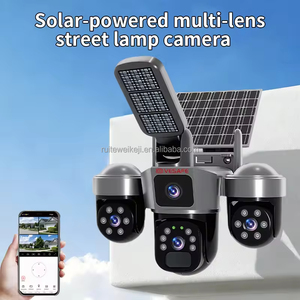 Caméra solaire PTZ avec éclairage <span class=keywords><strong>LED</strong></span>, capteur CMOS panoramique à 360 degrés, 15MP, IP66, réseau 4G/WiFi, surveillance à distance, caméra extérieure à 3 objectifs - Product Image 6