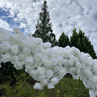 Arche de toile de fond en fer forgé avec roses rouges et fleurs blanches, couleur et taille personnalisables, écologique, durable, décoration de scène de mariage moderne