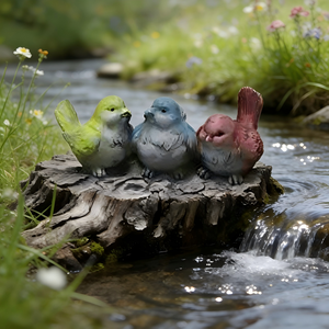 Dekoratif Saksılı Tuhaf Kuş Üçlüsü Figürü - Product Image 4